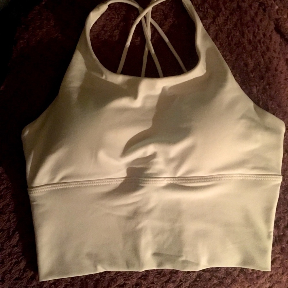 SOLD White criss cross strap cutout bra size M